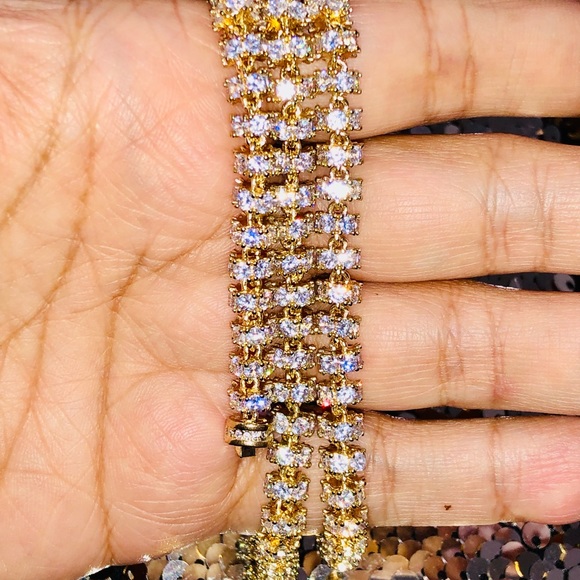 10k white gold vermeil Miami Cuban link chain for men, heavy chain, simulated CZ - Picture 7 of 11